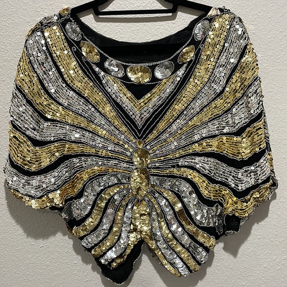 Vintage Joie de Vie Night N’ Day Intimates Sequin Butterfly top - Picture 7 of 7